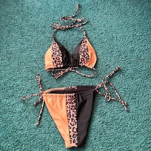Black cheetah print bikini set